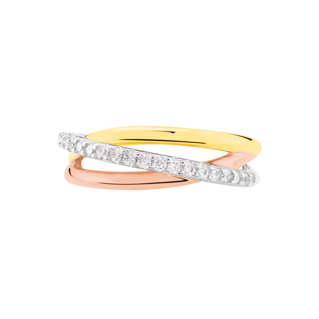 Damen Ring Silber Tricolor 925 Zirkonia Celeste 7,00mm  - Ringe mit Stein Damen | OROVIVO