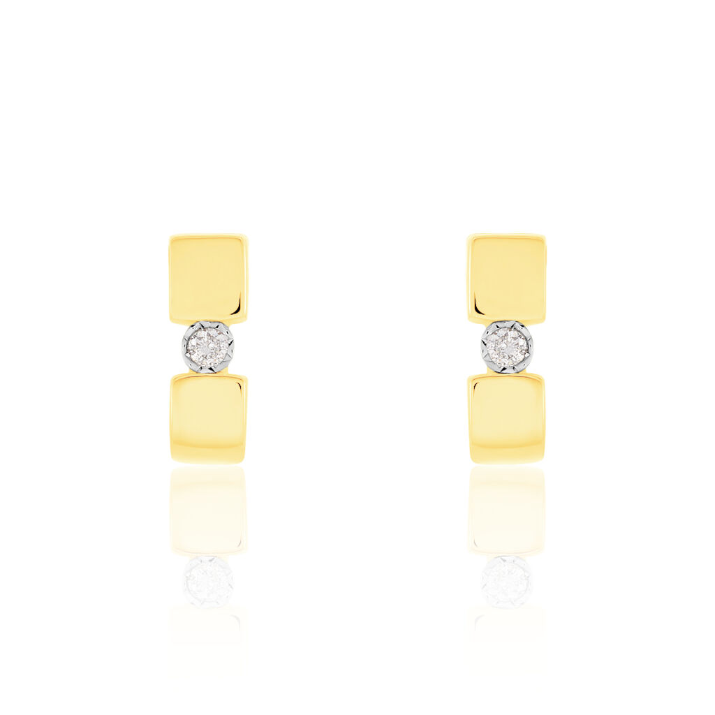 GRANADA Damen Ohrstecker Gold 375 (9 Karat) Diamant Weiß 0,04 ct Barren, Ohrstecker mit Stein