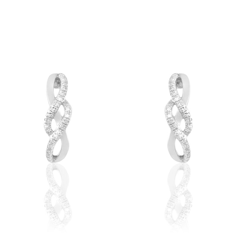 Boucles D'oreilles Puces Roberte Or Blanc Diamant - Spannringe Damen | OROVIVO
