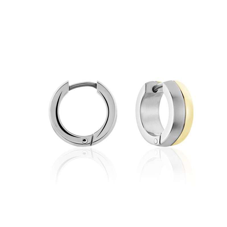 Damen Creolen Titan Bicolor Gelb/Silber B 5 mm - Creolen Damen | OROVIVO