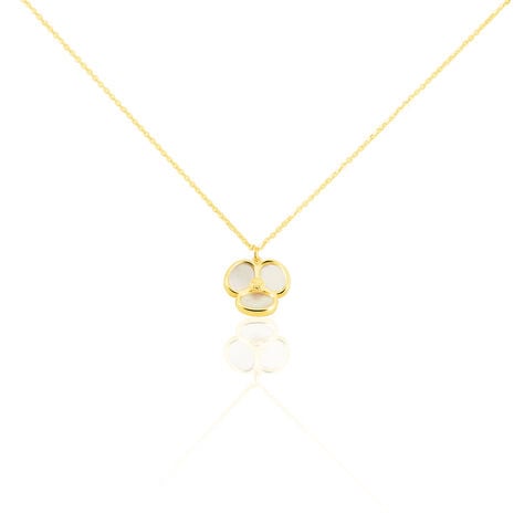 Damen Collier Gold 375 Perlmutt Perlmutt Blume Blume