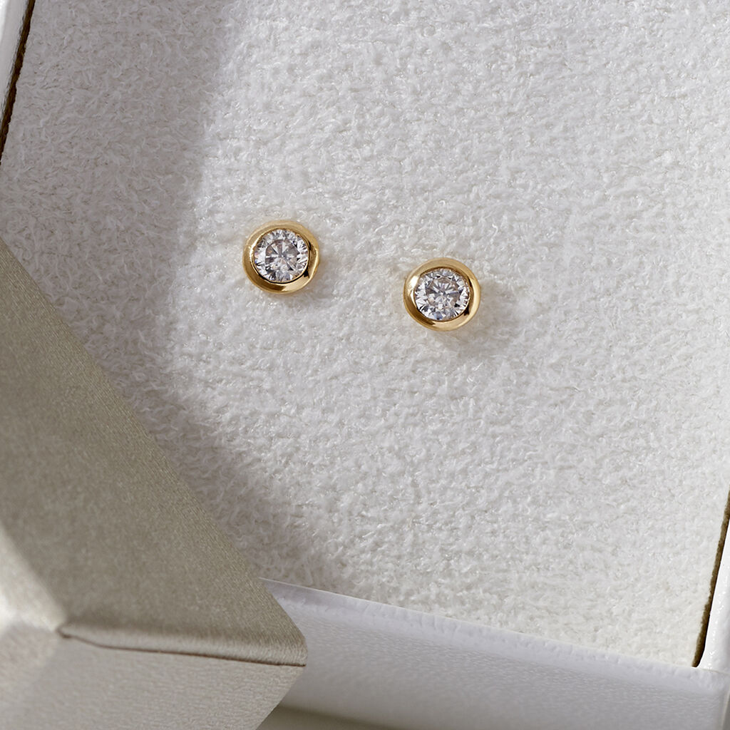 Damen Ohrstecker Gold 375 Zirkonia Zarge  - Ohrstecker Damen | OROVIVO