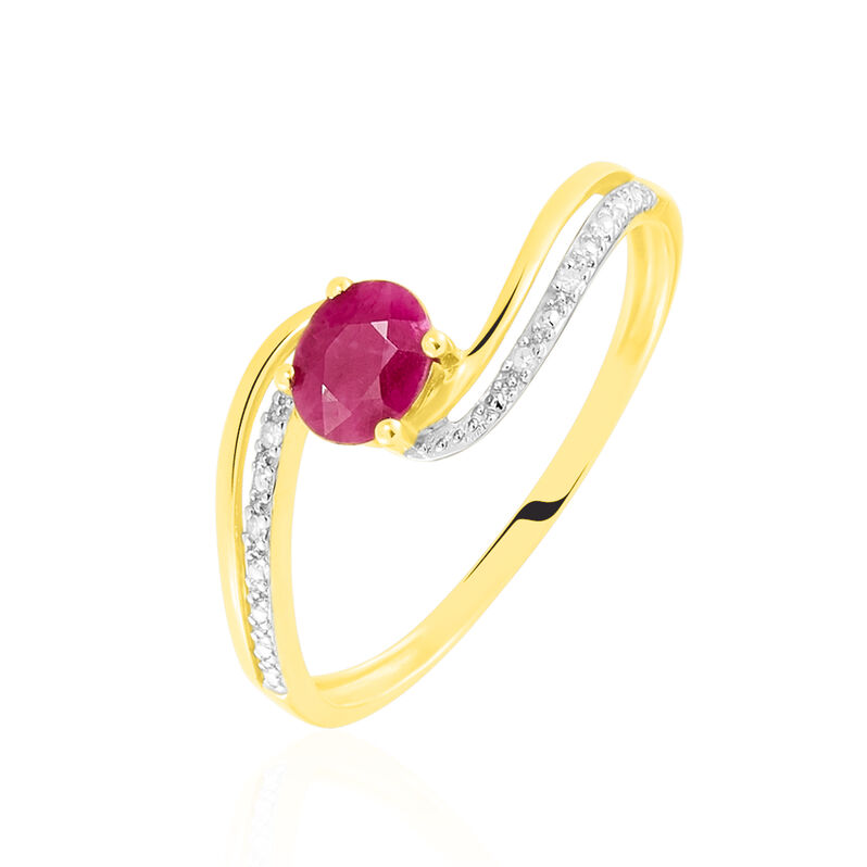 Bague Or Jaune Diamant Et Rubis - Spannringe Damen | OROVIVO
