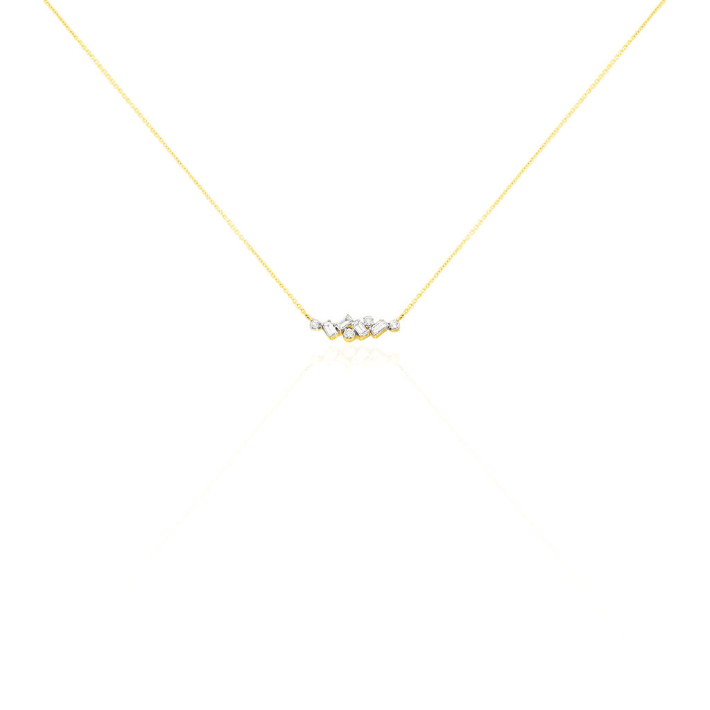 Damen Collier Gold Bicolor 375 Diamant 0,25ct Viereckig - Halsketten Damen | OROVIVO