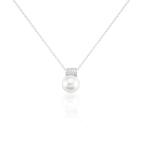 Damen Collier Silber 925 Synthetische Perle Weiß Ritej 1,20mm  - Halsketten Damen | OROVIVO
