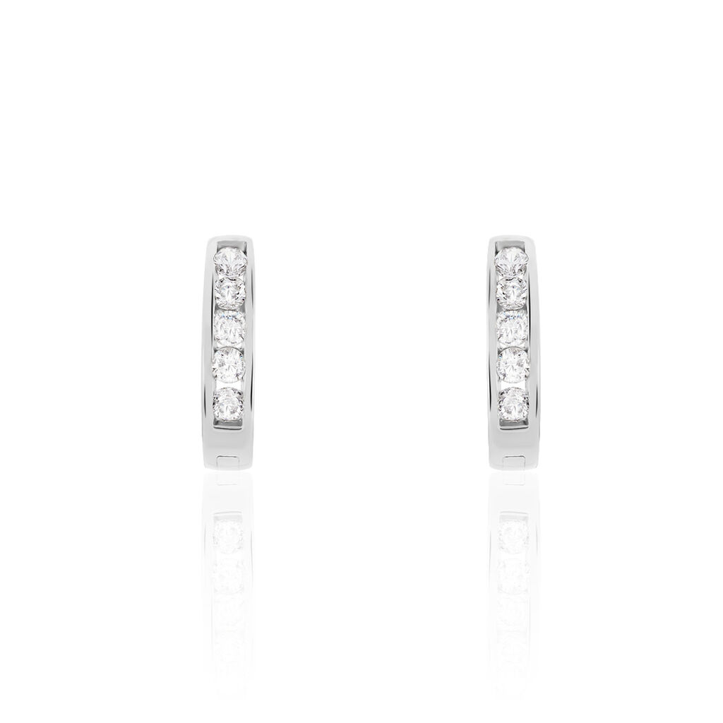 Damen Creolen Silber 925 Zirkonia Wei&szlig;