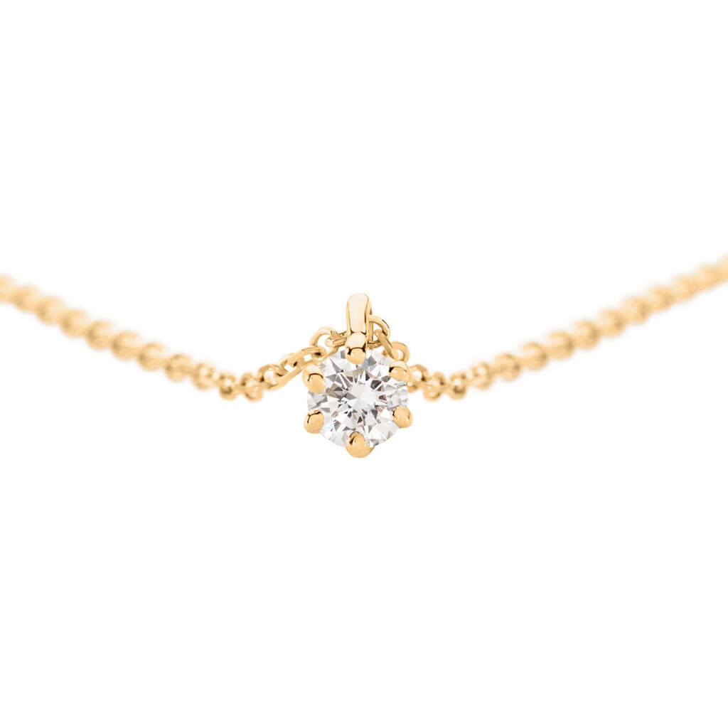 MONOPOLI Damen Collier Gold 585 (14 Karat) Diamant Weiß 0,11 ct - Halsketten Damen | OROVIVO