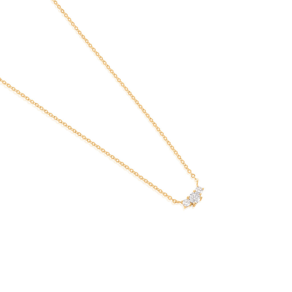 Trilog Damen Collier Gold 375 (9 Karat) Zirkonia Wei&szlig;