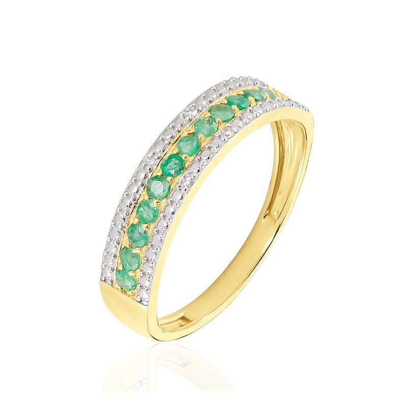 Bague Amias Or Jaune Emeraude Diamant - Spannringe Damen | OROVIVO