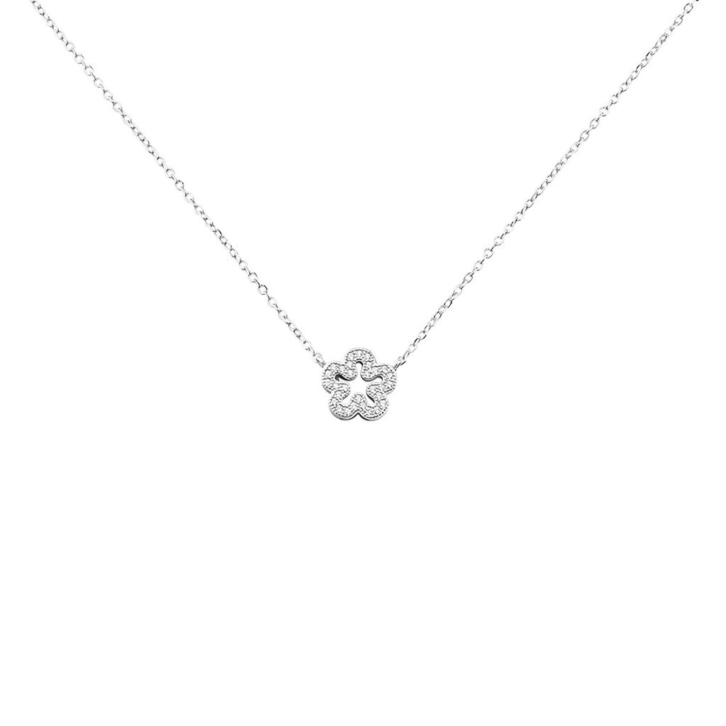 Damen Collier Silber Silber 925 Zirkonia Blume Elodia 0,30mm - Halsketten Damen | OROVIVO