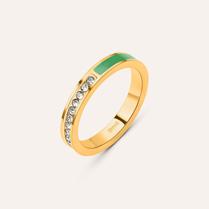Anello Semi-eternity Lady Sweet Acciaio Dorato Cristallo - Spannringe Damen | OROVIVO