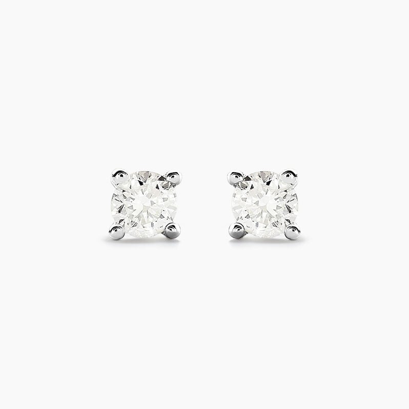 Boucles D'oreilles Puces Victoria Or Weiss Diamant - Spannringe Familie | OROVIVO