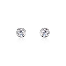 Damen Ohrstecker Weißgold 375 Zirkonia 4mm - Ohrstecker Damen | OROVIVO