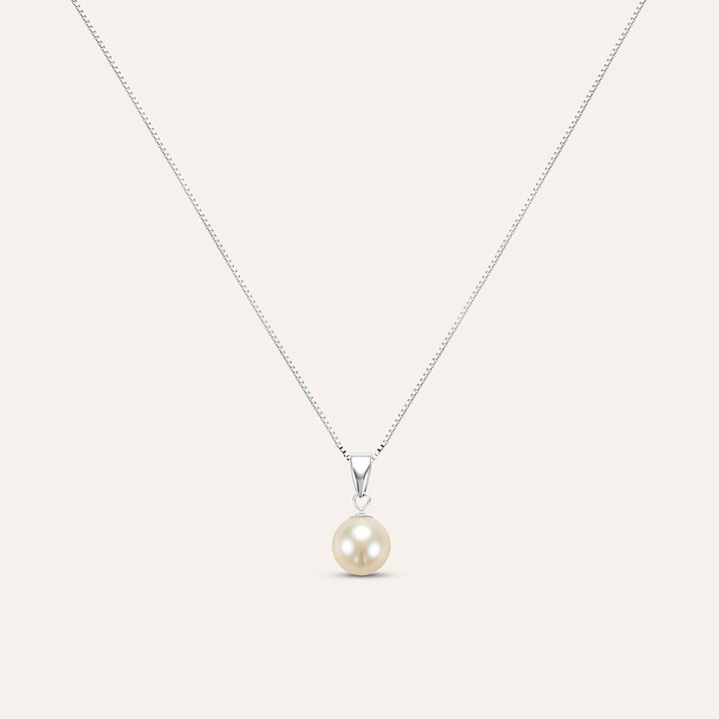 Collana Gabrielle Oro Bianco Perla D'Acqua Dolce - Spannringe Damen | OROVIVO
