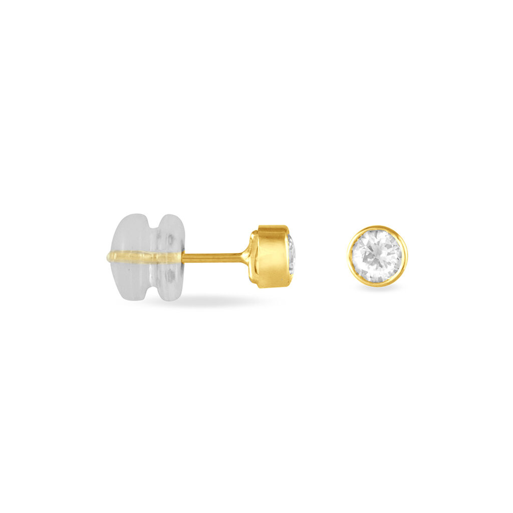 ELDA FASSUNG ZARGE Damen Ohrstecker Gold 375 (9 Karat) Zirkonia Wei&szlig; 0,17 ct