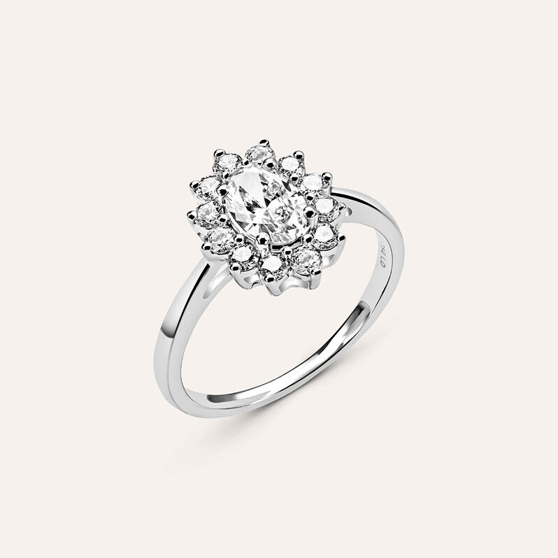 Anello Fantasia Diamade Oro Bianco Diamante Lab-Grown - Spannringe Damen | OROVIVO