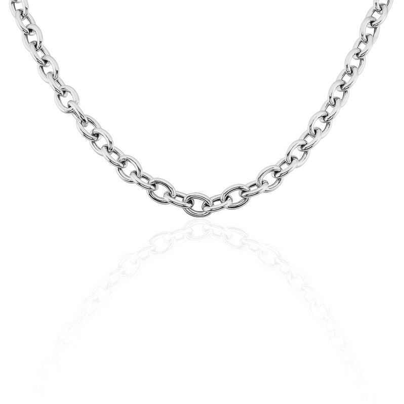 Collier Argent Rhodie Maille Fantaisie O - Spannringe Damen | OROVIVO