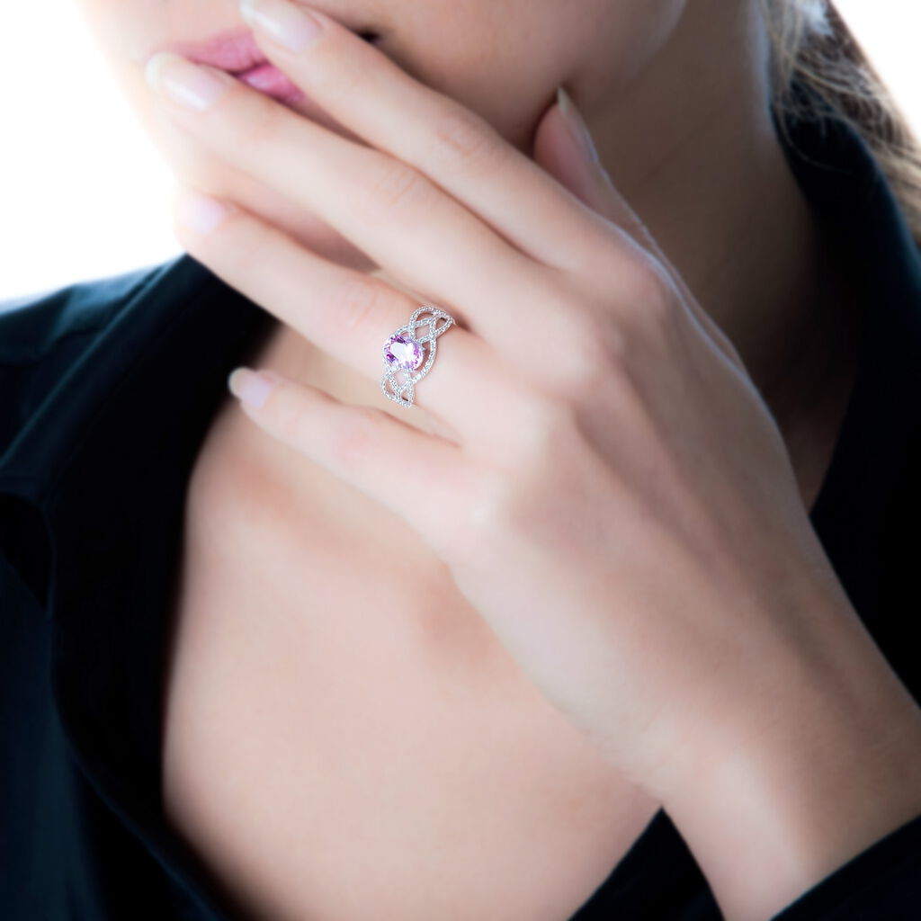 Bague Tina Or Blanc Saphir Et Diamant - Spannringe Damen | OROVIVO
