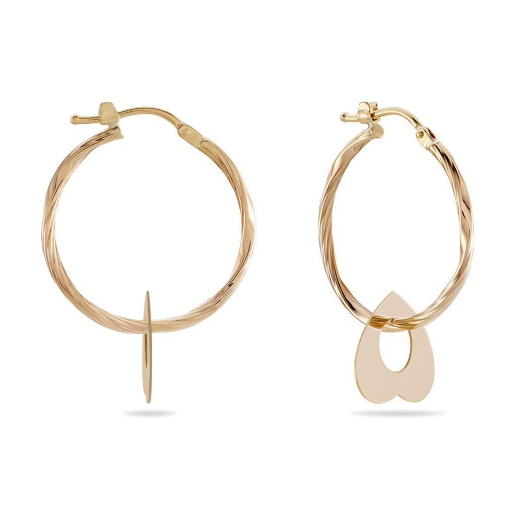 RINKA Damen Creolen Gold 375 (9 Karat) Herz B 1,5 mm