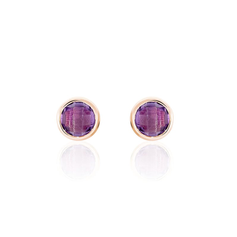Boucles D'oreilles Puces Petronia Or Rose Amethyste - Spannringe Damen | OROVIVO