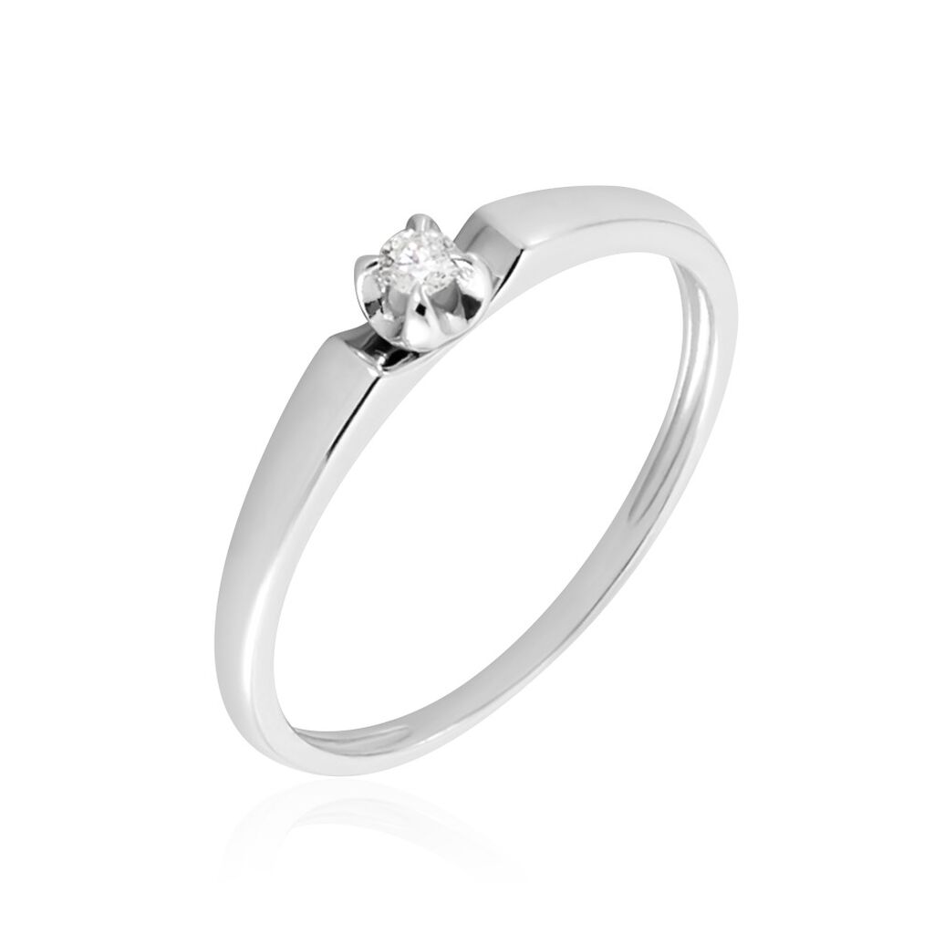 🦚 Solitärring Weißgold 375 Diamant 0,03ct, Ring mit Stein