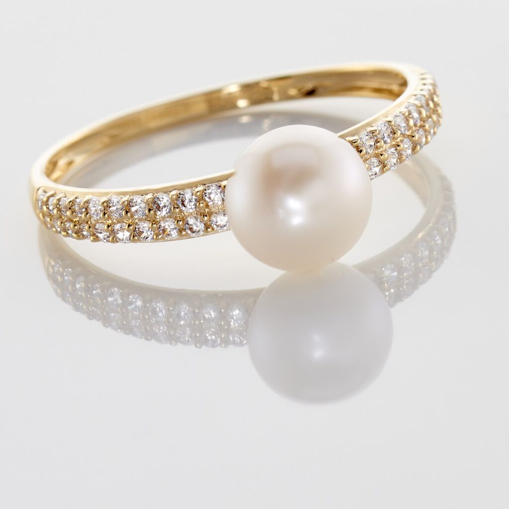 Damen Ring Gold 375 Zuchtperle Weiß Madeleine  - Solitärringe Damen | OROVIVO