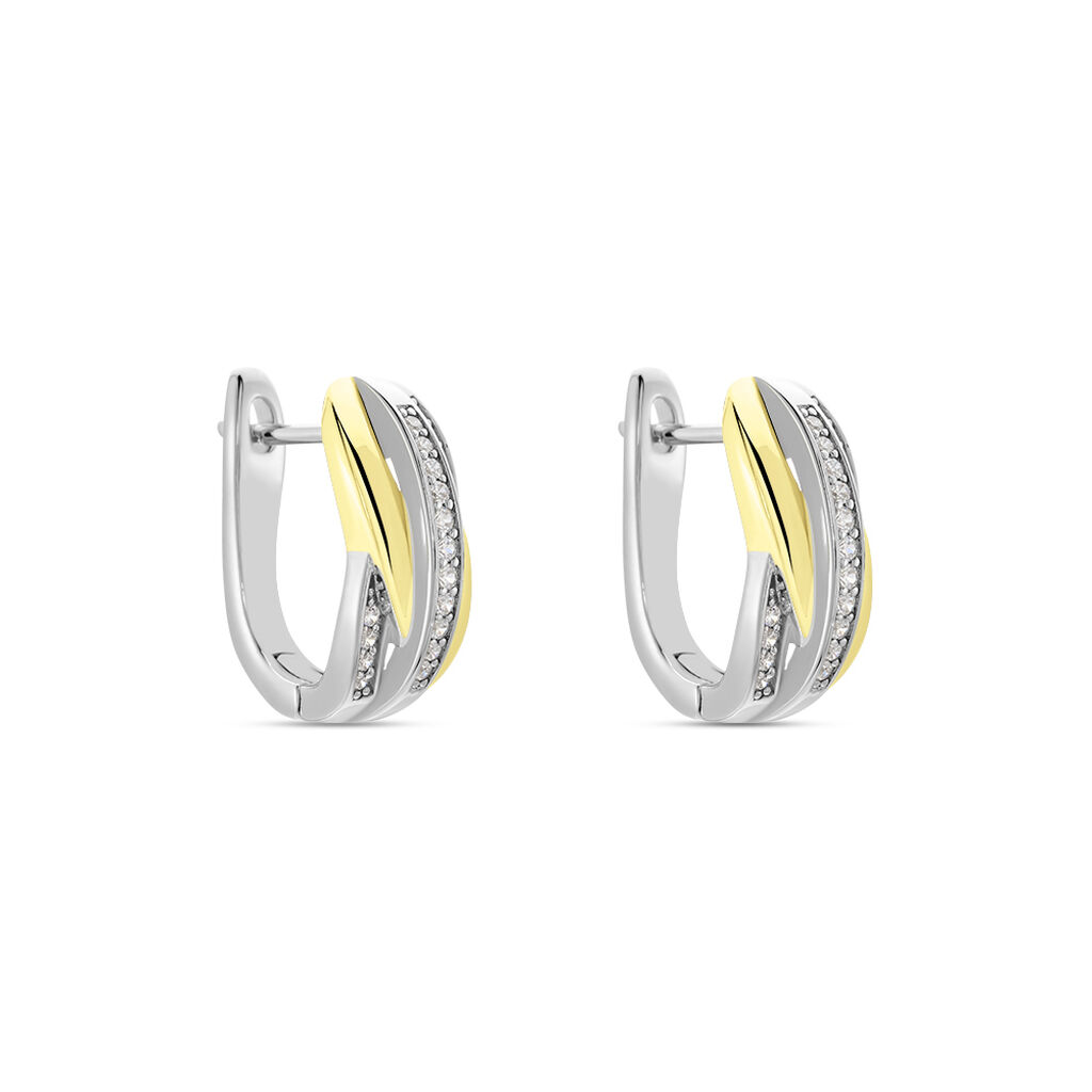 Damen Creolen Silber 925 Bicolor Zirkonia rhodiniert Monica - Creolen Damen | OROVIVO