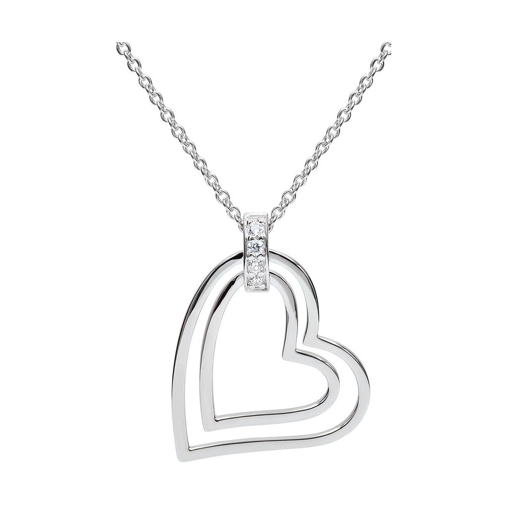 🦚 Damen Halskette Silber 925 Zirkonia Herz, Collier mit Stein 🦚 Damen Halskette Silber 925 Zirkonia Herz, Collier mit Stein