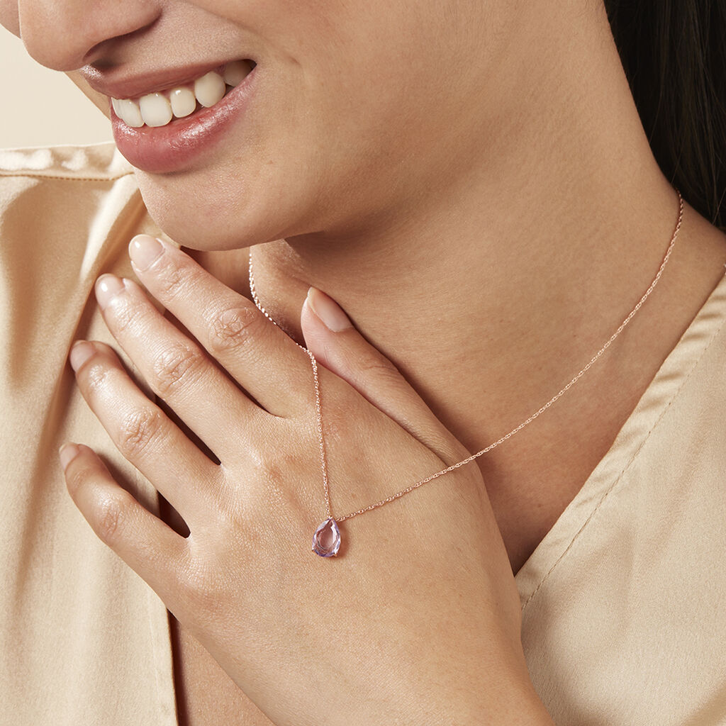 Damen Collier Silber rosevergoldet 925 Amethyst Violett 1,41ct Roswita - Halsketten Damen | OROVIVO