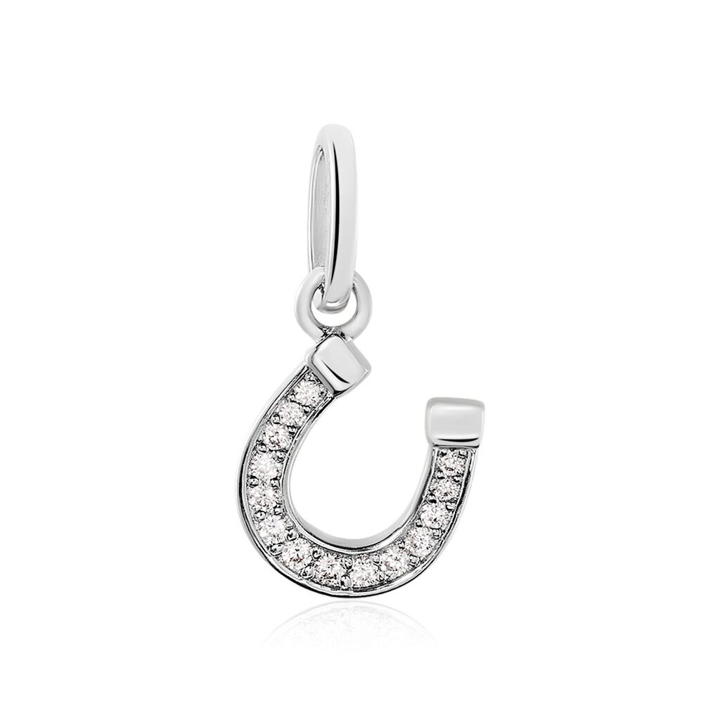 Thumbnail - EMBERLYNN Damen Anhänger Silber 925 Zirkonia Weiß 0,02 ct Talisman Hufeisen, Anhänger mit Stein