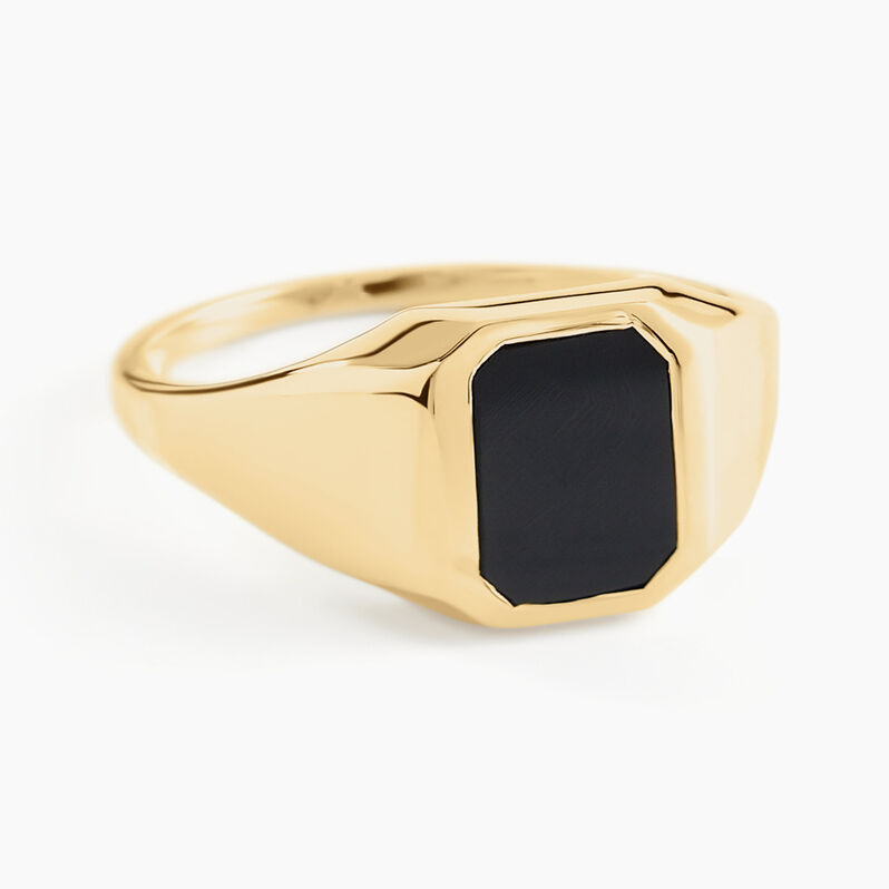 Chevalière Tertius Or Jaune Onyx - Spannringe Familie | OROVIVO
