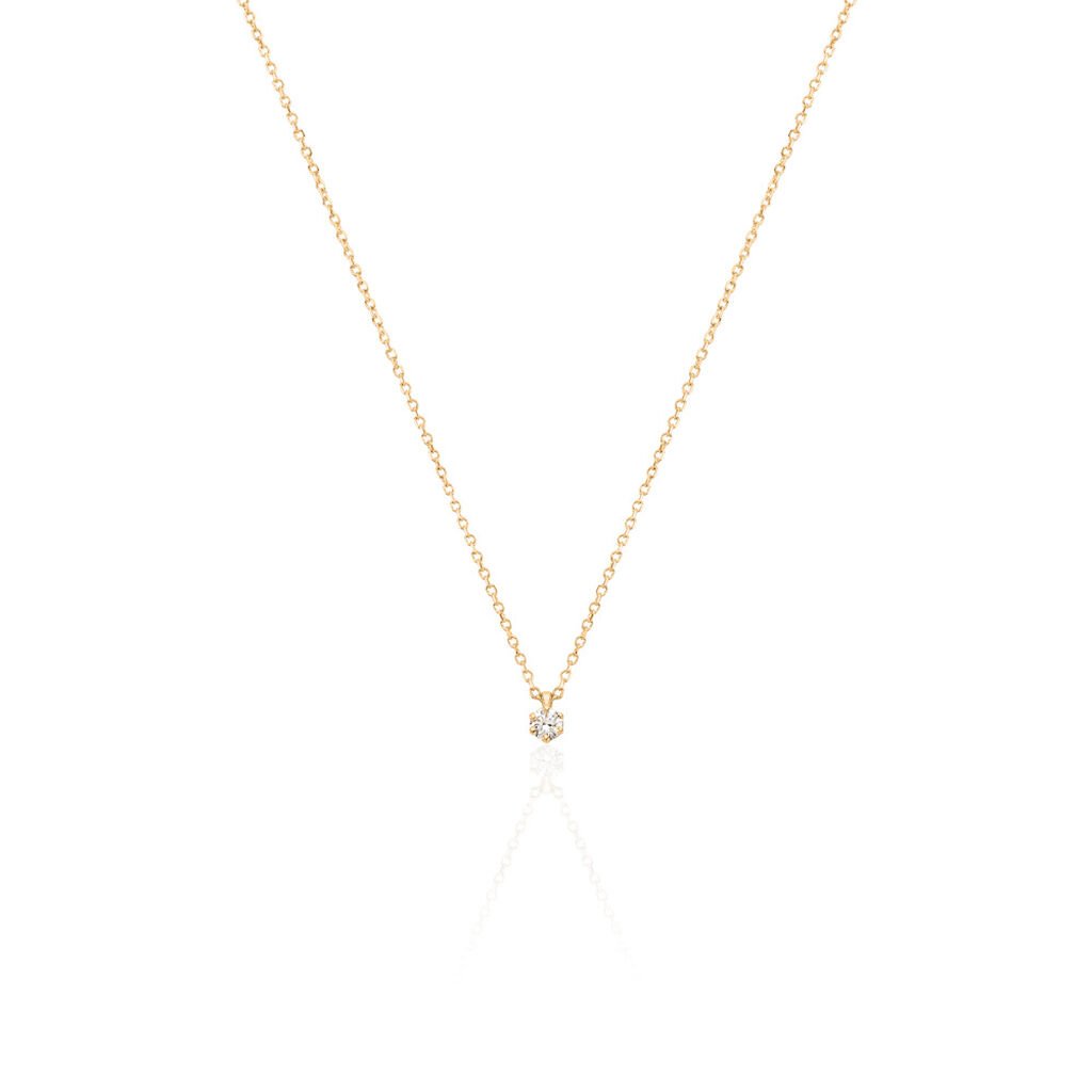 MONOPOLI Damen Collier Gold 585 (14 Karat) Diamant Weiß 0,11 ct, Collier mit Stein