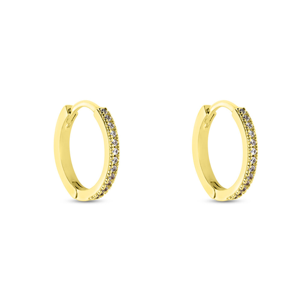 Damen Creolen Vergoldet Zirkonia Wei&szlig; 0,26 ct