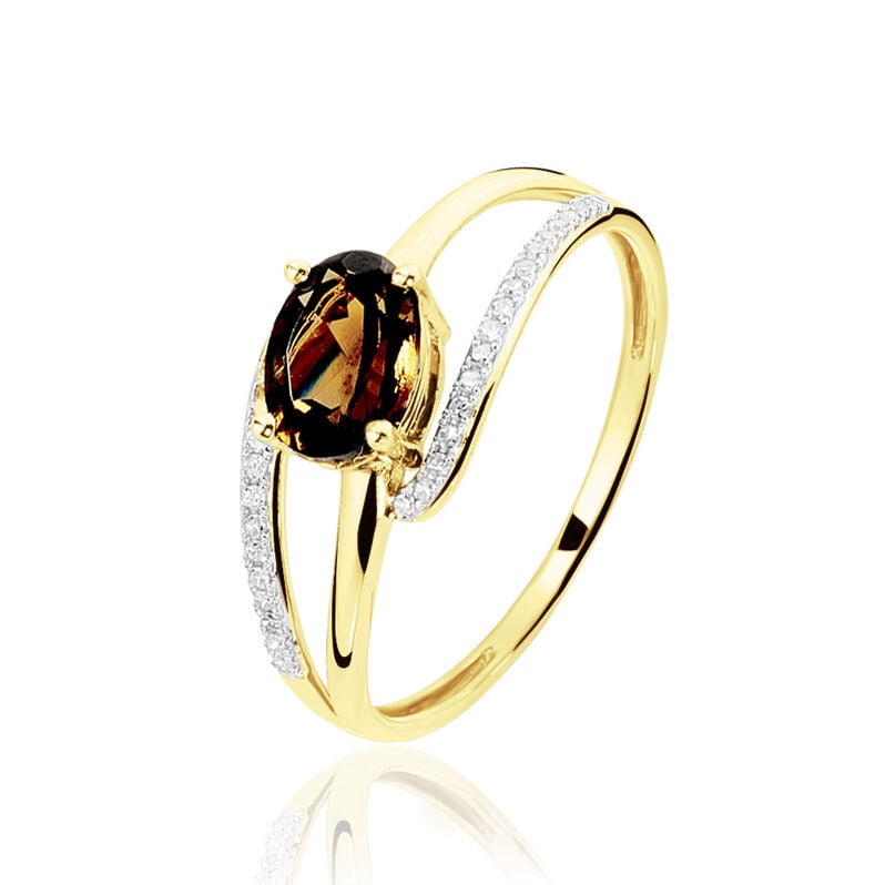 Bague Or Jaune Quartz Et Diamant - Spannringe Damen | OROVIVO