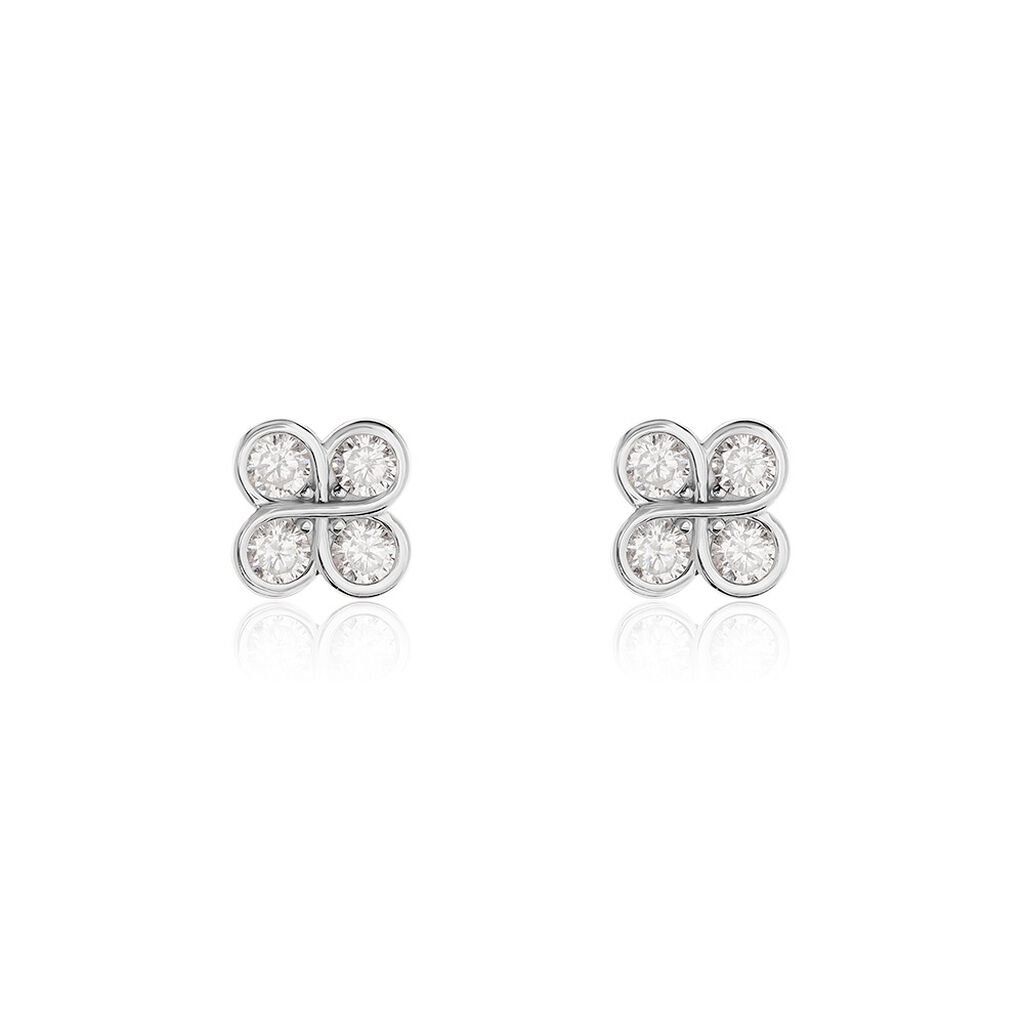 Damen Ohrstecker Silber 925 Zirkonia Kleeblatt Kaiya , Ohrstecker mit Stein