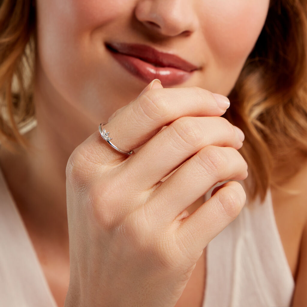 EIRA Damen Ring Silber 925 Zirkonia Wei&szlig; 0,04 ct Blume