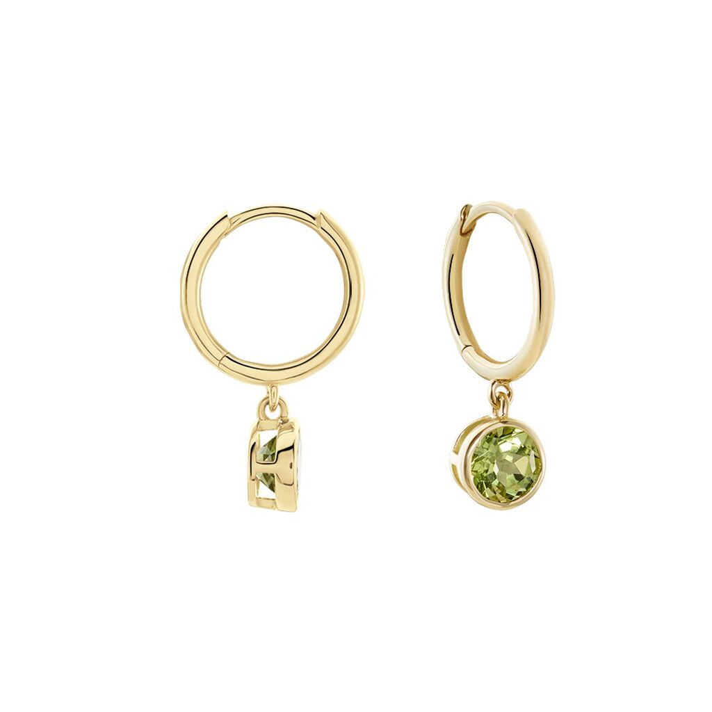 🦚 Damen Creolen Gold 375 Peridot Grün 1,02ct Kreis Soleia 11,30mm , Creolen mit Stein
