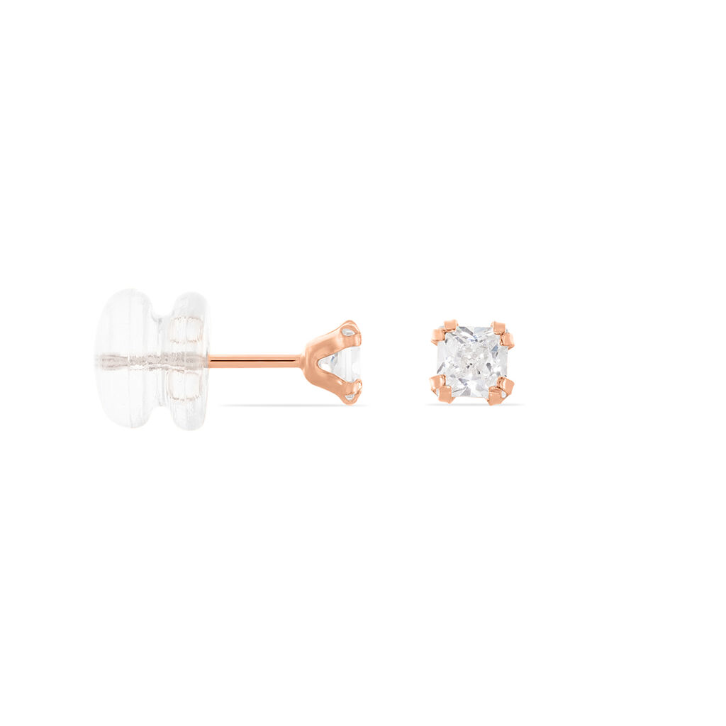 Damen Ohrstecker Rosegold 375 Zirkonia Doreen Carre 3,00mm  - Ohrstecker Damen | OROVIVO