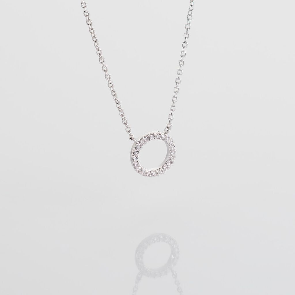 LILYANA Damen Collier Silber 925 Zirkonia Wei&szlig; 0,320 ct Kreis B 1,2 mm