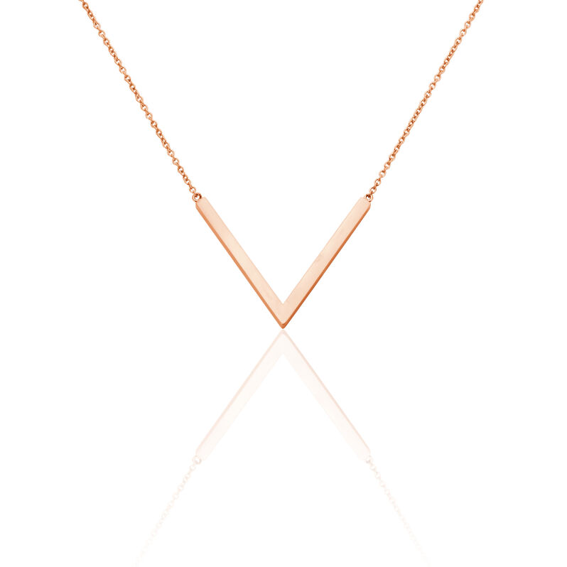 MASTIKA Damen Collier Edelstahl rosevergoldet Buchstabe V - Halsketten Damen | OROVIVO