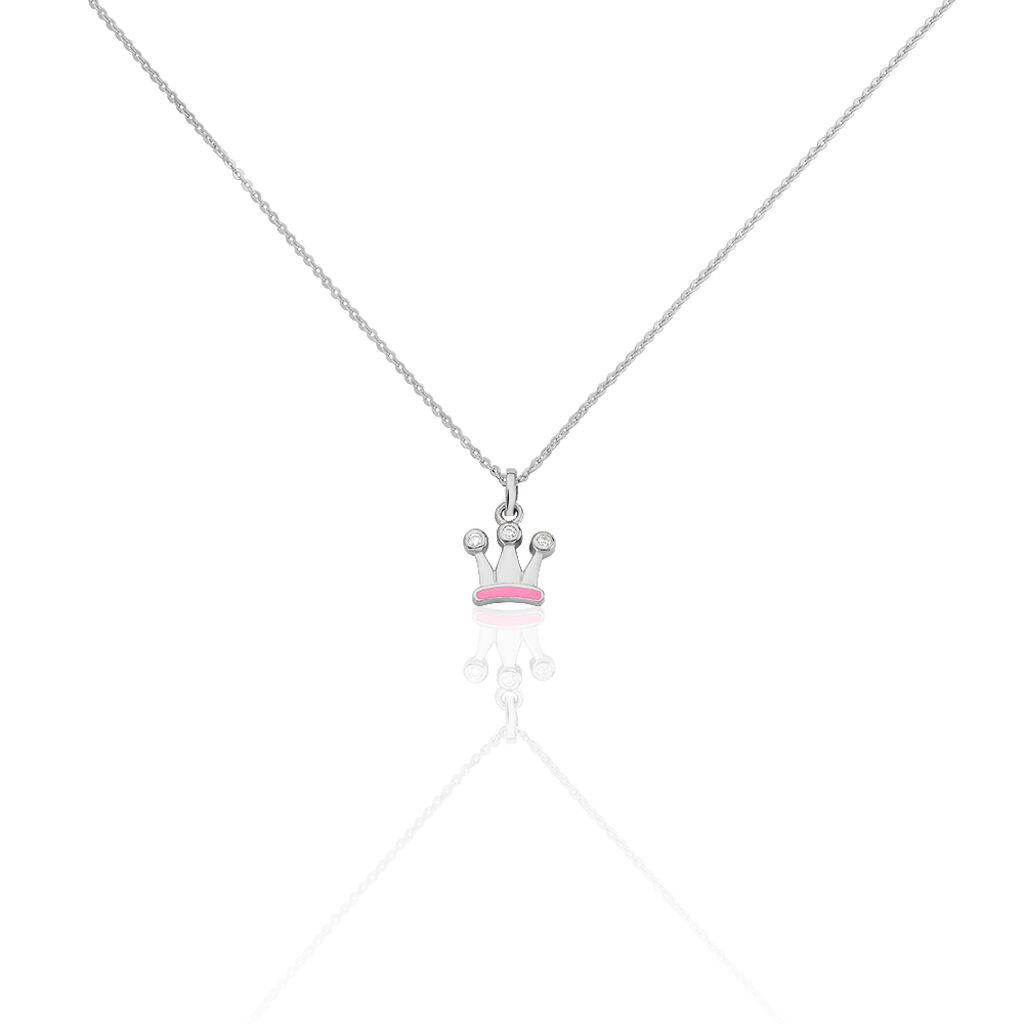 VILJA KRONE Kinder Collier Silber 925 Zirkonia Weiß - Figur Krone, Collier mit Stein