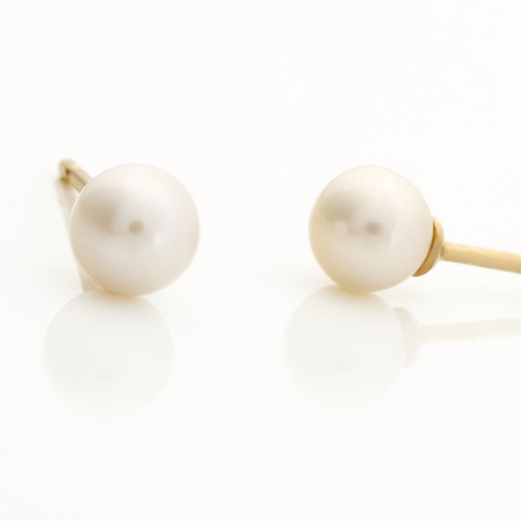 Boucles D'oreilles Puces Suki Rondes Nacres Or Jaune Perle De Culture - Spannringe Damen | OROVIVO
