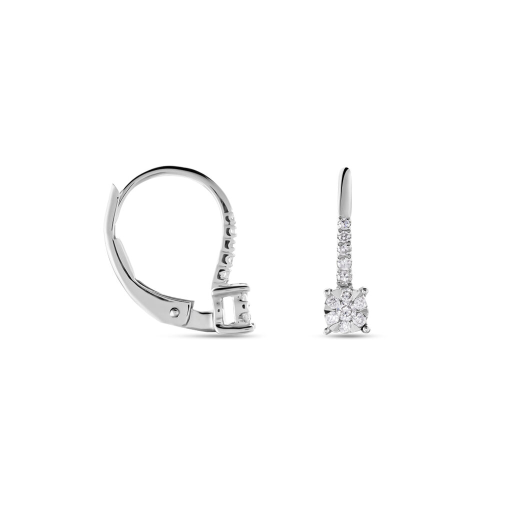 PETALI Damen Ohrringe Lang Wei&szlig;gold 750 (18 Karat) Diamant Wei&szlig; 0,07 ct