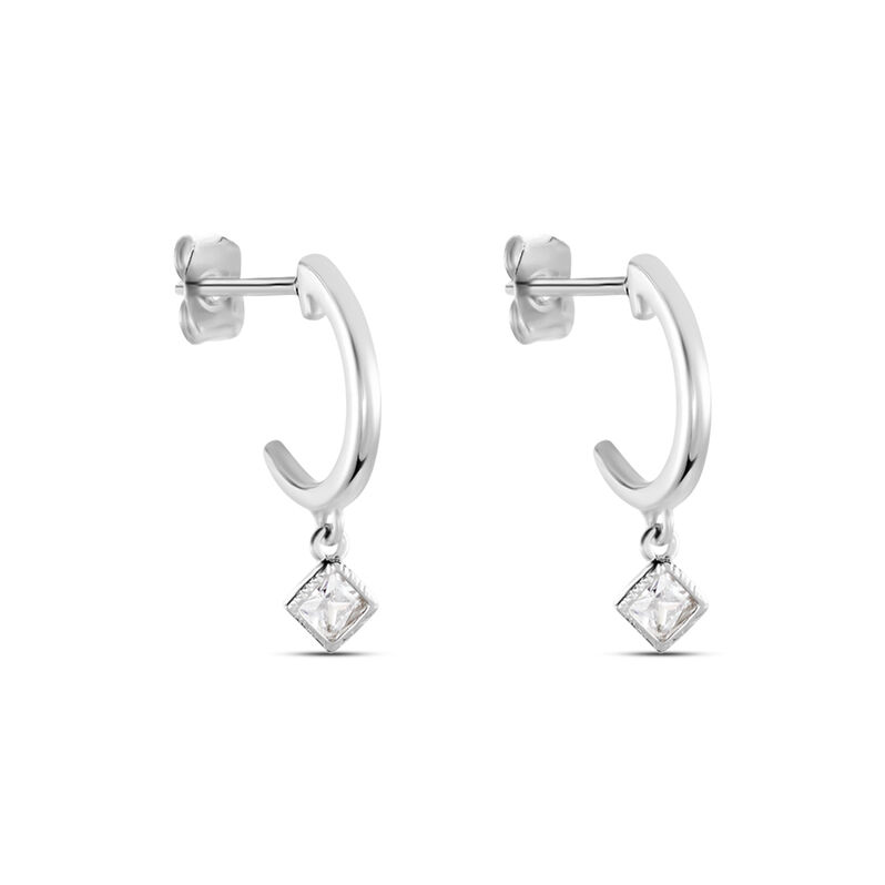 Créoles Ouvertes Argent Rhodié Oxydes De Zirconium - Spannringe Damen | OROVIVO