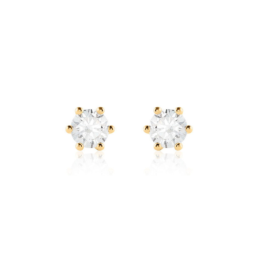 Sonate Damen Ohrstecker Gold 585 (14 Karat) Synthetischer Diamant Wei&szlig; 1,02 ct