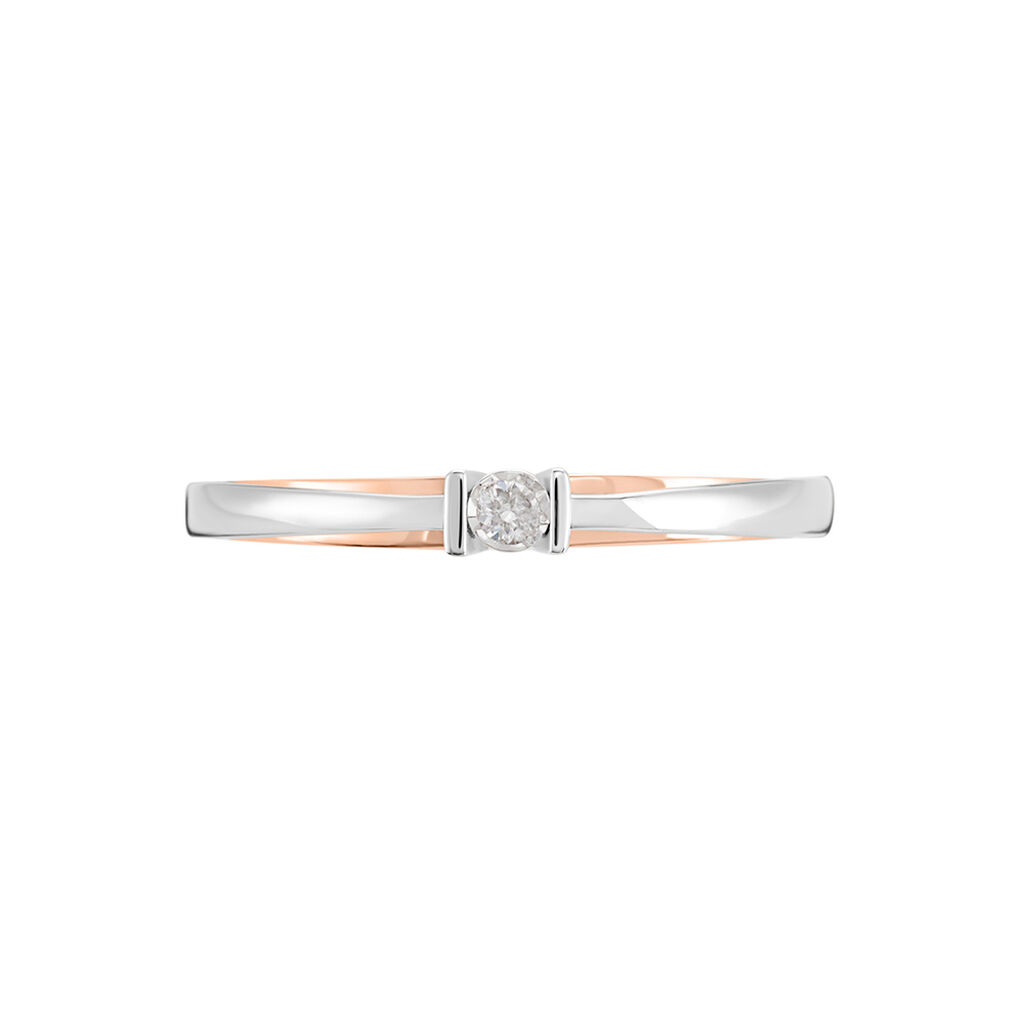 MICHAELA OV Damen Ring Gold Bicolor 375 (9 Karat) Diamant Wei&szlig; 0,04 ct
