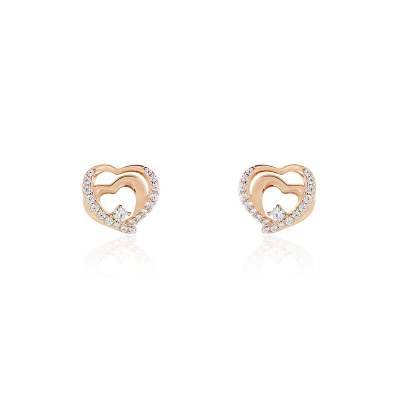 Damen Ohrstecker Silber 925 Rosé Vergoldet Herz - Ohrstecker Damen | OROVIVO