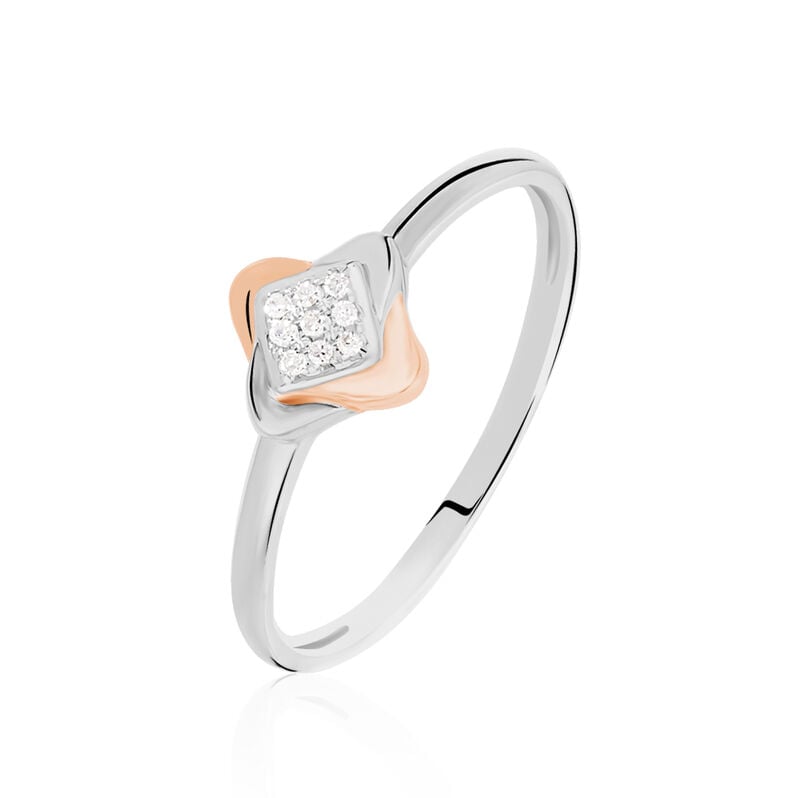 Bague Or Bicolore Andrese Fleur Diamants - Spannringe Damen | OROVIVO
