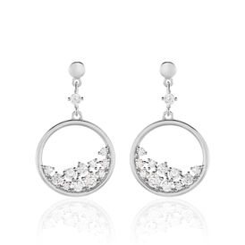 Damen Ohrstecker Lang Silber 925 Zirkonia Kreis - Ohrstecker lang Damen | OROVIVO