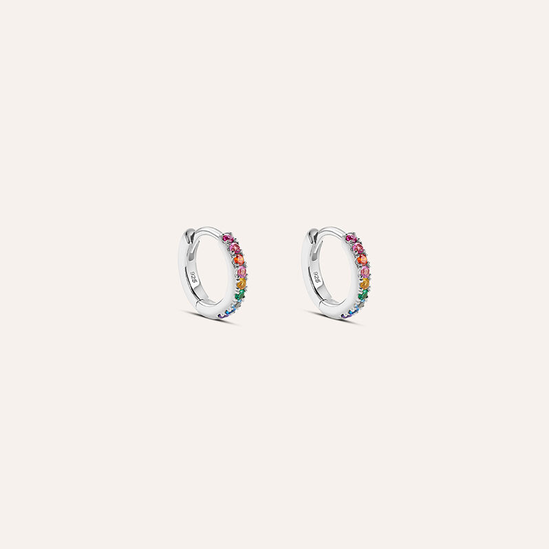 Orecchini A Cerchio Silver Rainbow Argento Rodiato Cubic Zirconia - Spannringe Damen | OROVIVO